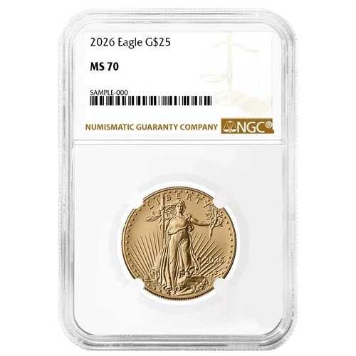 2026年 25ドル 1/2オンス アメリカン ゴールド イーグル NGC MS70 ブラウンラベル