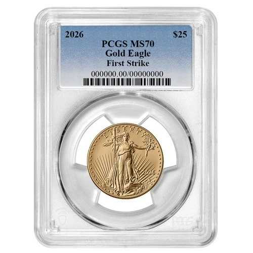 2026年 25ドル アメリカンゴールドイーグル 1/2オンス PCGS MS70 FS ブルーラベル