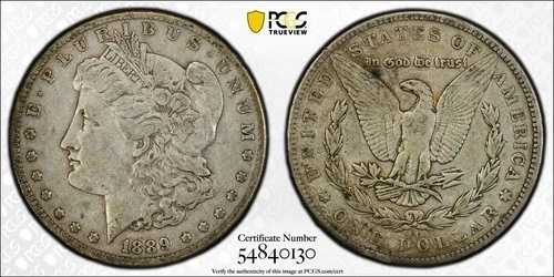希少な1889-CC 1ドルモルガン銀貨 PCGS VF25 CAC認定