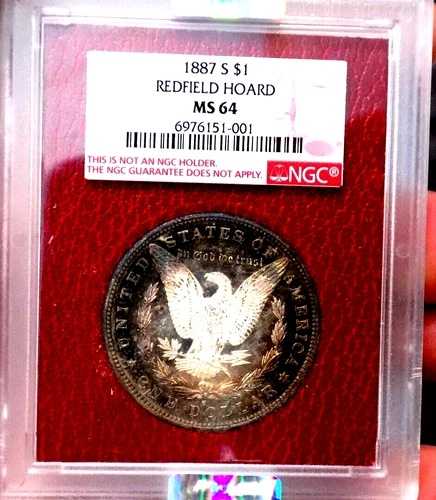 モーガン シルバー ドル 1887 S NGC MS 64 モンスター ブルズアイ レインボー PL ミラー付き!