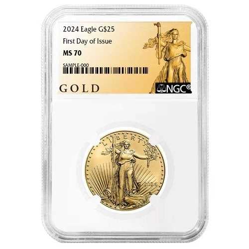 2024年 25ドル アメリカン・ゴールド・イーグル 1/2オンス NGC MS70 FDI ALSラベル