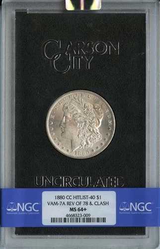 1880-CC モルガン・ダラー VAM-7A REV 78 CLASH S$1 NGC MS64+ ヒットリスト 40