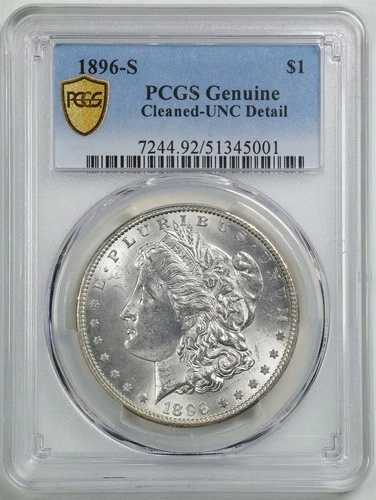 1896-S 1ドル モルガン銀貨 UNC 詳細クリーニング済み PCGS 51345001