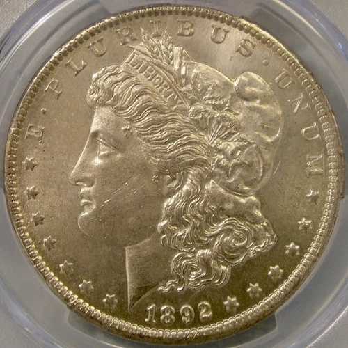 1892年 CC モーガン シルバードル 希少 ゴージャスな美しさ PCGS UNC ミント状態詳細