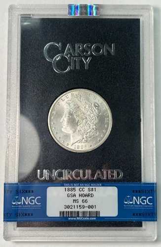 1885 CC GSA モルガン・ダラー NGC MS66 箱と証明書付き