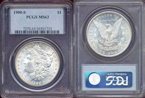 1900-S $1 PCGS MS63 - PQ ホワイトミントラスター モルガンダラー++ 517,440円