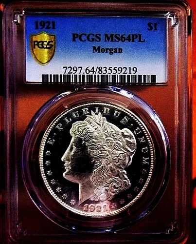 モーガン シルバー ダラー 1921 P PCGS MS 64+++PL 超レア DMPL 見た目はすごいコイン レア!!