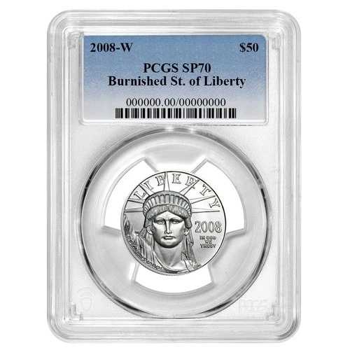 2008-W 50ドル アメリカン プラチナ イーグル 1/2オンス PCGS SP70 ブルーラベル