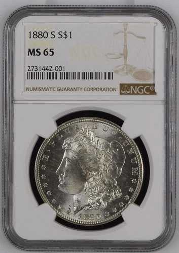 1880-S モルガン銀貨 MS65 NGC