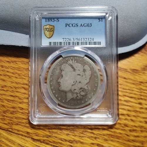 写真は、1893-S モーガン銀貨 AG03 PCGS です。