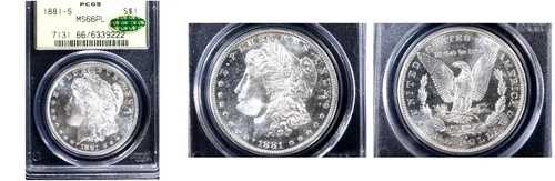1881-S $1 PCGS/CAC MS66PL-ONLY 122 FINER PQ モルガンドル---