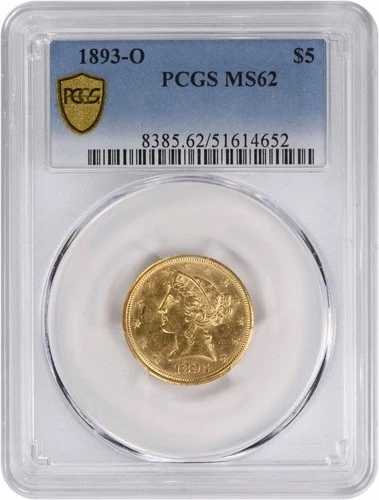 1893-O 5ドル金貨 リバティヘッド MS62 PCGS｜WORLD RESOURCE【QUEEN店】