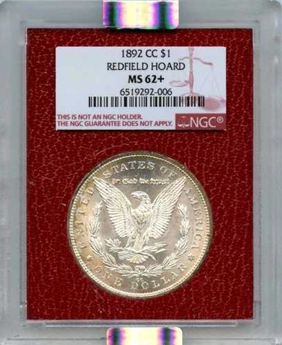 1892-CC 1ドル モルガン・ダラー レッドフィールド・ホード NGC MS62+ 714,560円