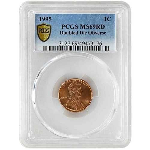 1995年 1セント ダブルダイ 表面、PCGS MS69RD リンカーンセント（現代）希少コイン