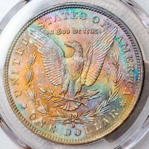 素晴らしいレインボートナーコイン PCGS モルガンシルバードル 1884 O MS 64 オファー
