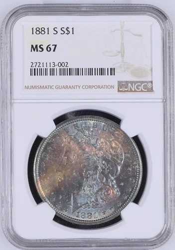 1881-S モルガン・ダラー -- モンスタートーンの素晴らしい宝石 NGC MS67