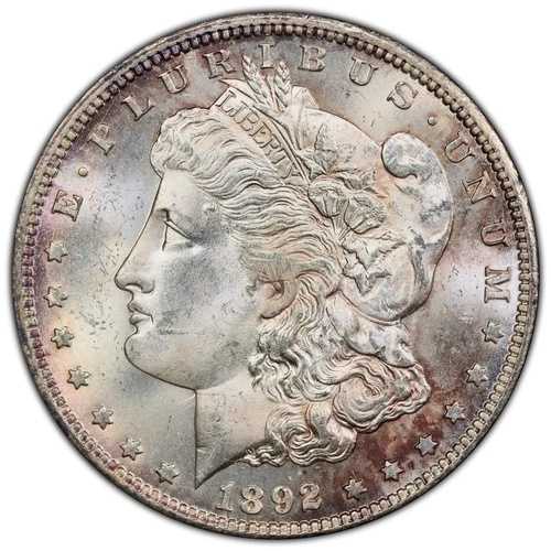 1892-CC モルガン・ダラー $1 PCGS MS64 トーン