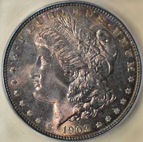 1903-P モルガン銀貨 ICG MS67 ローズトーン表面！定価2,900ドル！