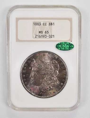 MS65 1883-CC モルガン銀貨 - CAC NGC インセインカラー *9971