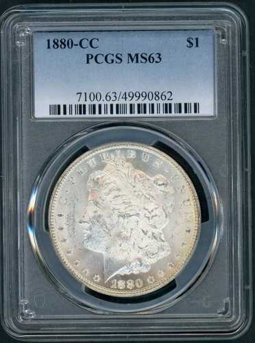 :1880-CC S1$ シルバー モルガンドル チョイス PCGS MS 63 ブラストホワイト 最高グレード