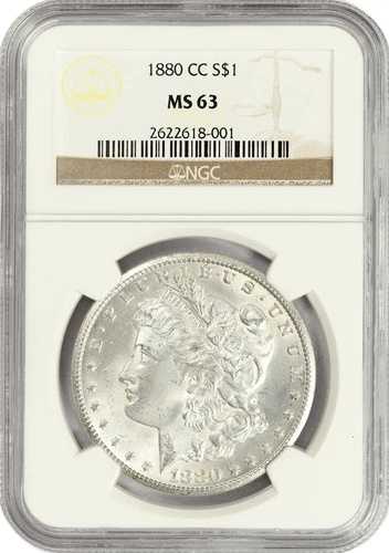 :1880-CC S1$ シルバー モルガン・ダラー チョイス NGC MS 63 ブラストホワイト 最高グレード