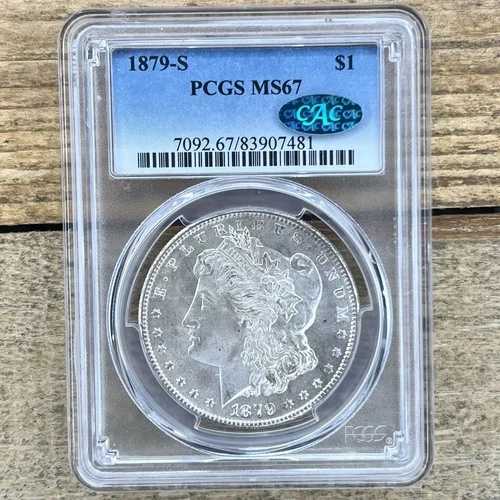 1879-S PCGS CAC MS67 米国モルガン ドル コイン - フロスティ!