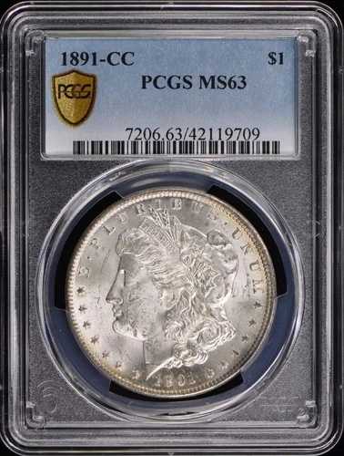 1891-CC 1ドル モルガン・ダラー PCGS MS63