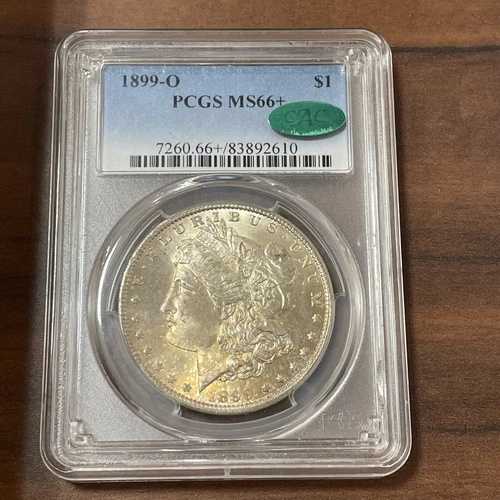 1899-O モーガン シルバー ダラー PCGS MS66+ CAC グリーン 美しいオリジナル コイン!