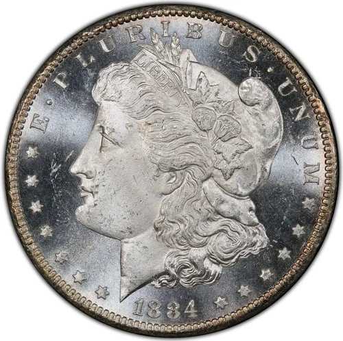 モルガン・ダラー 1884-CC PCGS MS-65 プルーフ級!素晴らしい逸品!目を見張る魅力!