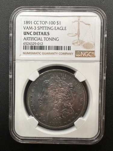 1891 CC トップ100 $1 VAM-3 スピッティングイーグル NGC 未流通 カラフルトーニング