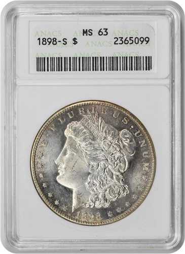 1898-S モルガン銀貨 MS63 ANACS