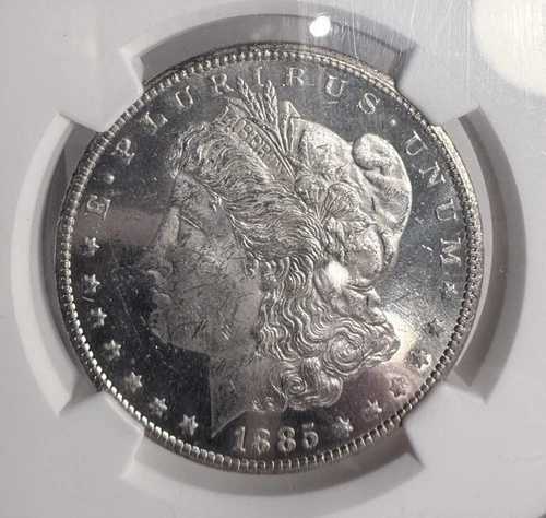 1885-CC モルガン銀貨、MS62PL NGC。(13174)