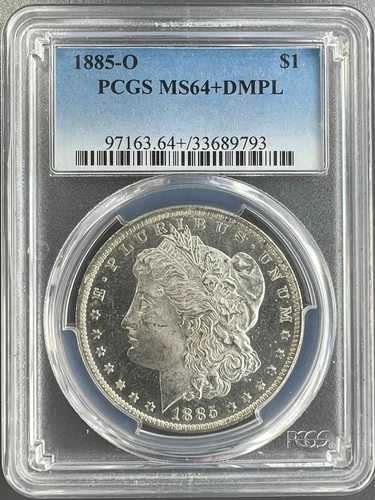 1885-O モルガン銀貨 PCGS MS64+ DMPL (DPL) - - ブラストホワイトカメオ