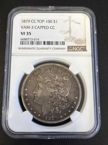 1879-CC 1ドルモルガン銀貨 - VAM-3 キャップ付きCC -NGC VF 35 - トップ100