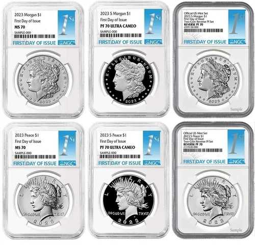 2023 リバース プルーフ - P、S - 6枚セット $1 モーガン＆ピース FDOI NGC MS70 PR70 PF70