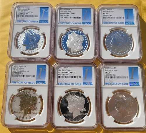 2023 MS70 PF70 6枚セット $1 モルガン&ピースドル 発行初日 NGC FDOI %|WORLD RESOURCE【QUEEN店】