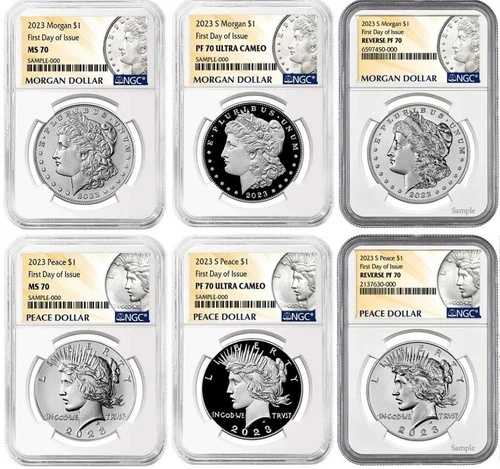 2023 (P、S) 6 コイン セット $1 モーガン & ピース FDOI NGC MS70 PR70 PF70 (フル コレクション)｜WORLD RESOURCE【QUEEN店】