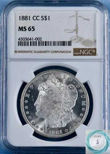 1881-CC モーガン シルバー ダラー $1 NGC MS 65 - ゴージャスで光沢のある、そして冷たい女性!