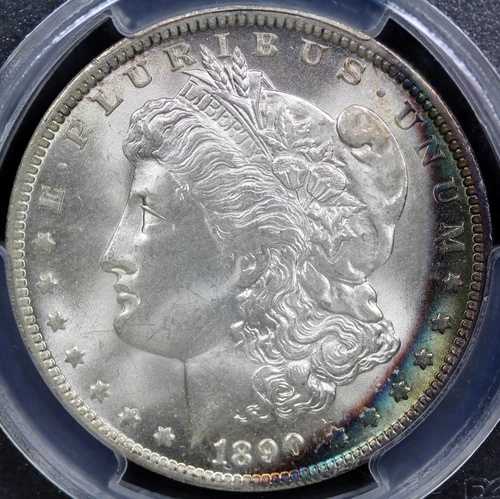 1890-O モルガン銀貨 PCGS MS65 見事なターコイズとレッド（ブリリアント）｜WORLD RESOURCE【QUEEN店】