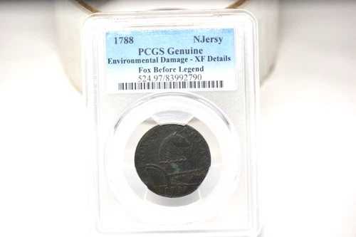 1788年 NJERSY ニュージャージー銅貨、伝説の前に走るキツネ、PCGS XF詳細｜WORLD RESOURCE【QUEEN店】