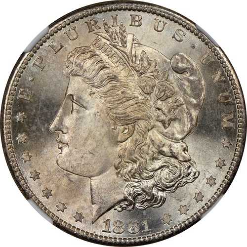 1881-S $1 モーガン NGC MS67 きれいなチークと素晴らしいストライクを備えた信じられないほど光沢のある宝石!｜WORLD RESOURCE【QUEEN店】