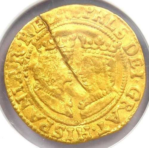 1590-93年 オランダ 金貨 フェルディナンド＆イザベラ・ドゥカット。NGC AU 詳細 板状欠陥｜WORLD RESOURCE【QUEEN店】