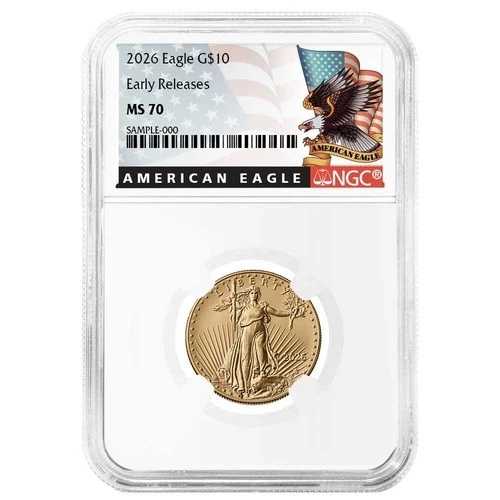 2026年 10ドル 1/4オンス アメリカン ゴールド イーグル NGC MS70 ER ブラックラベル