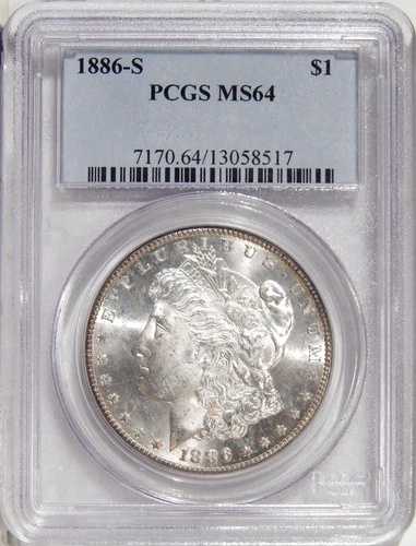 1886-S $1 PCGS MS 64 ~ 派手で新鮮なシルバーモルガンドル