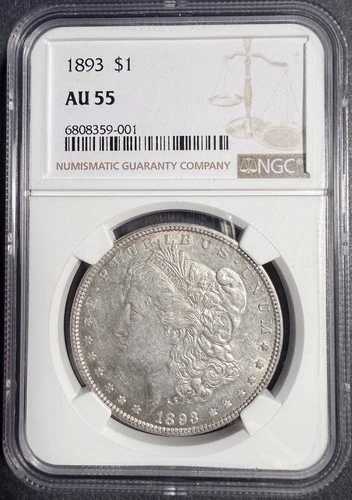 1893年モルガン銀貨、AU55 NGC。(13024)