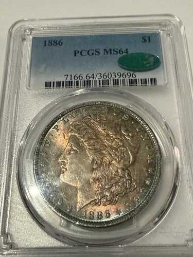 1886年 モルガン銀貨 PCGS MS64 グリーン CAC 美しい色調 #9696