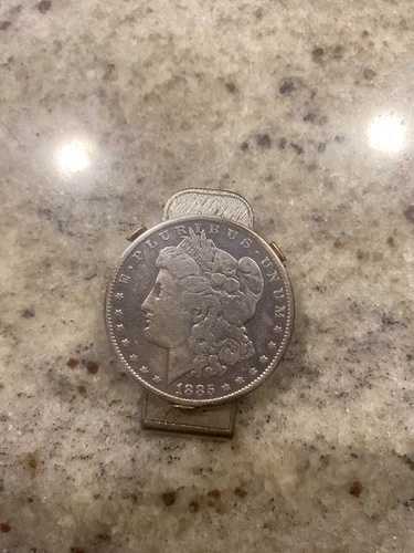 1885年製銀貨、状態良好、クリップ式
