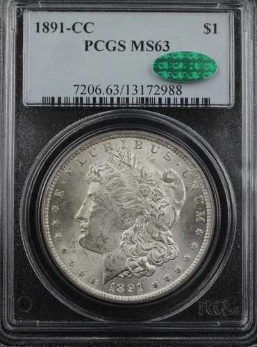 1891-CC モーガン・ダラー $1 PCGS MS63 *CAC* - スピッティング・イーグル・ヴァリエティ (72988) 283,140円