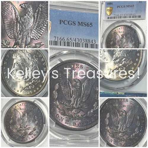 モルガン銀貨 PCGS MS65 トーンコイン パープル 1886年 モンスターベルベットゴジラ