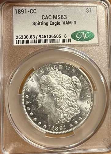 1891-CC トップ100 スピッティングイーグル Vam-3 CAC MS63 モルガン銀貨